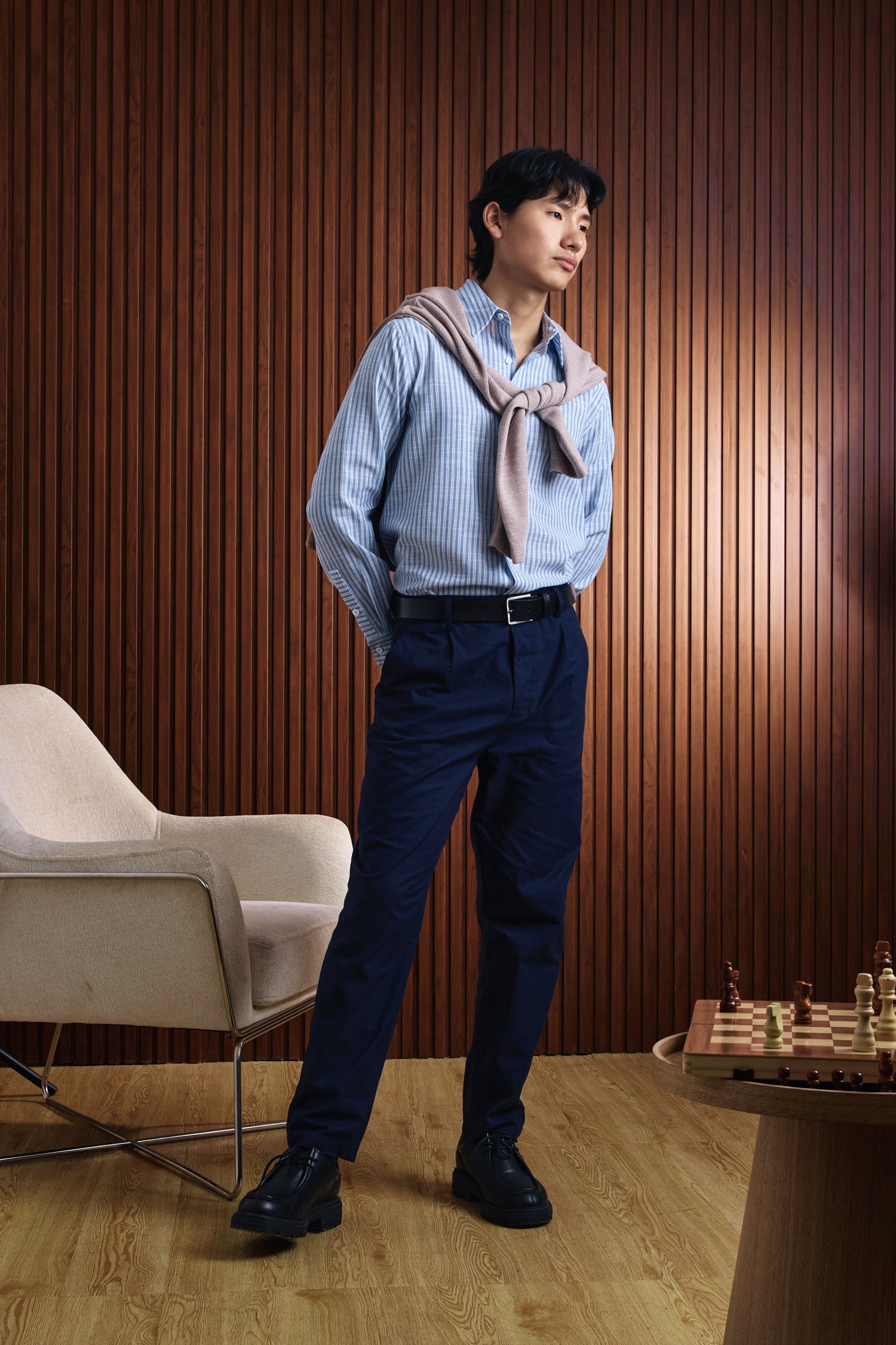 BOSS PANTALON RECTO AZUL